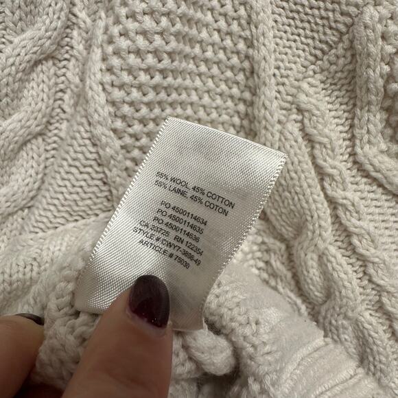 Wilfred Free Aritzia Chunky Cable Knit Sweater US XS Fisherman Ivory Cropped - Picture 5 of 5